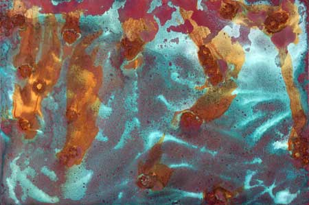 Sea Foam, 24” x 36,” chemistry on copper